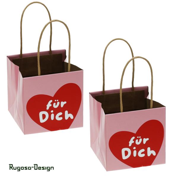 Papiertasche bedruckt, rot/rosa, d 10cm